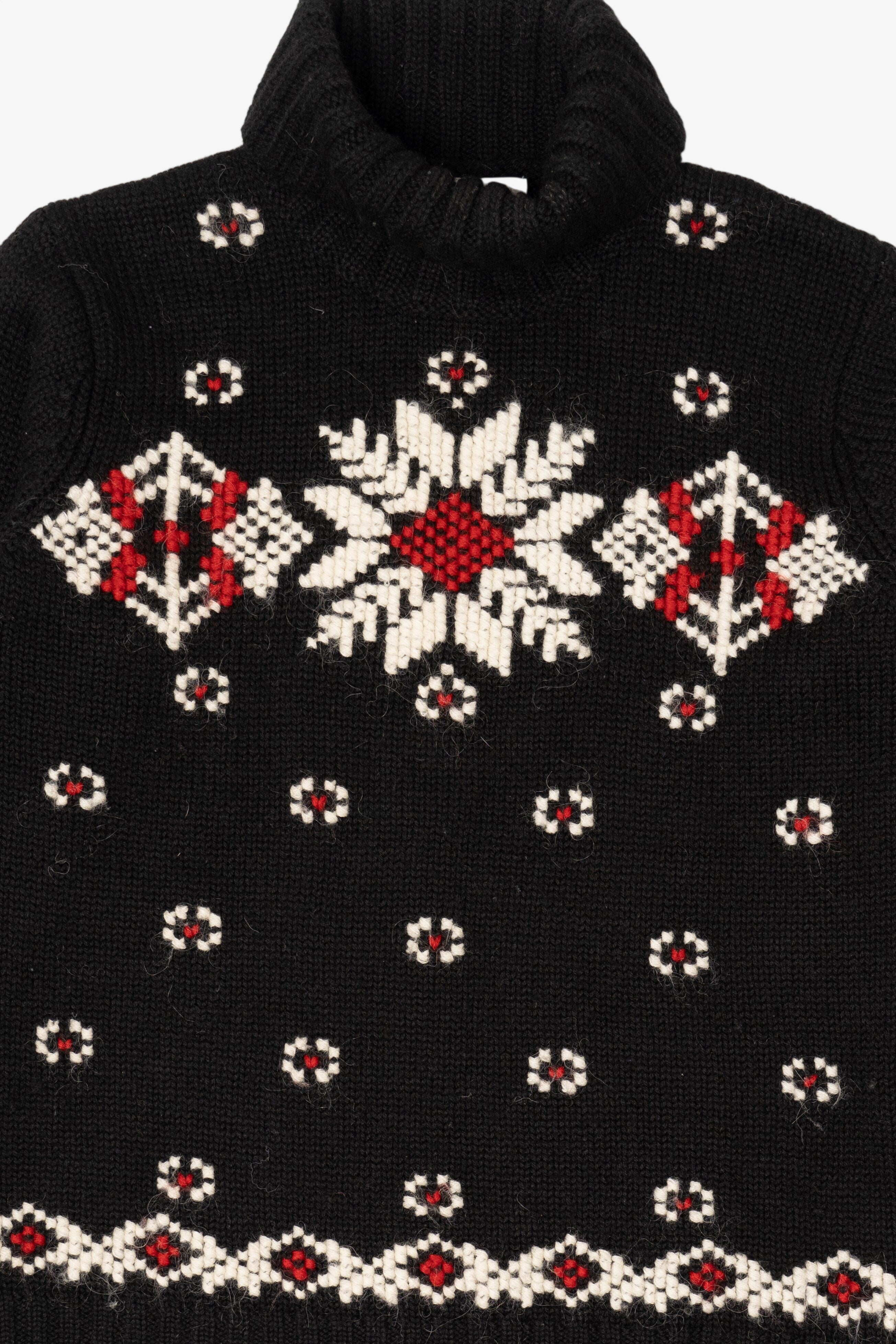 Vintage Black Jones New York Snowflake Turtleneck Sweater (1990s