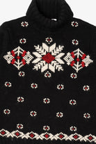 Vintage Black Jones New York Snowflake Turtleneck Sweater (1990s)