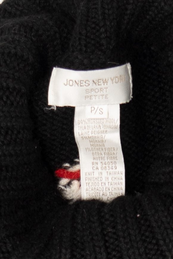 Vintage Black Jones New York Snowflake Turtleneck Sweater (1990s)