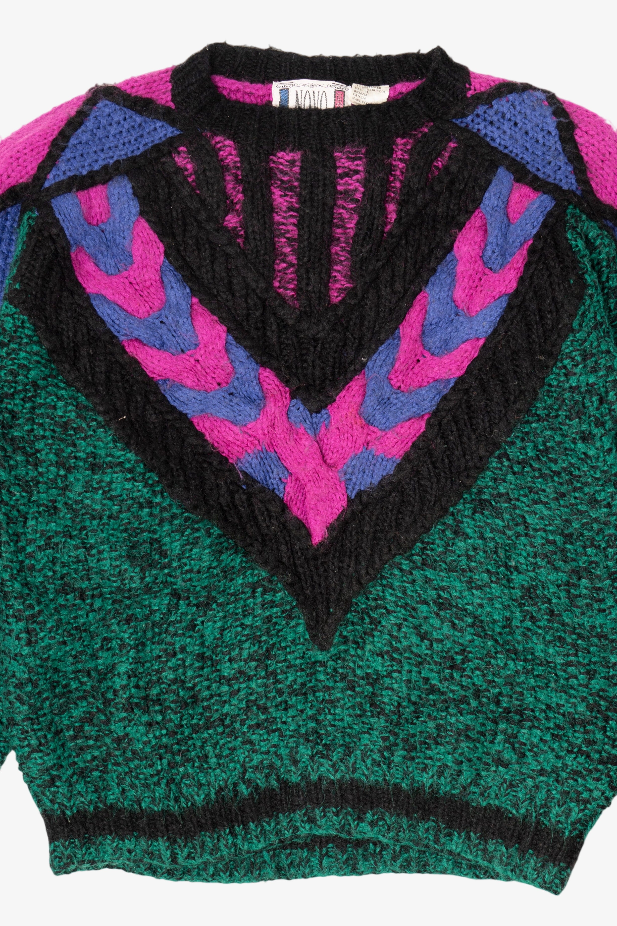 Vintage Green And Pink Novo Graphic Sweater (1980s)