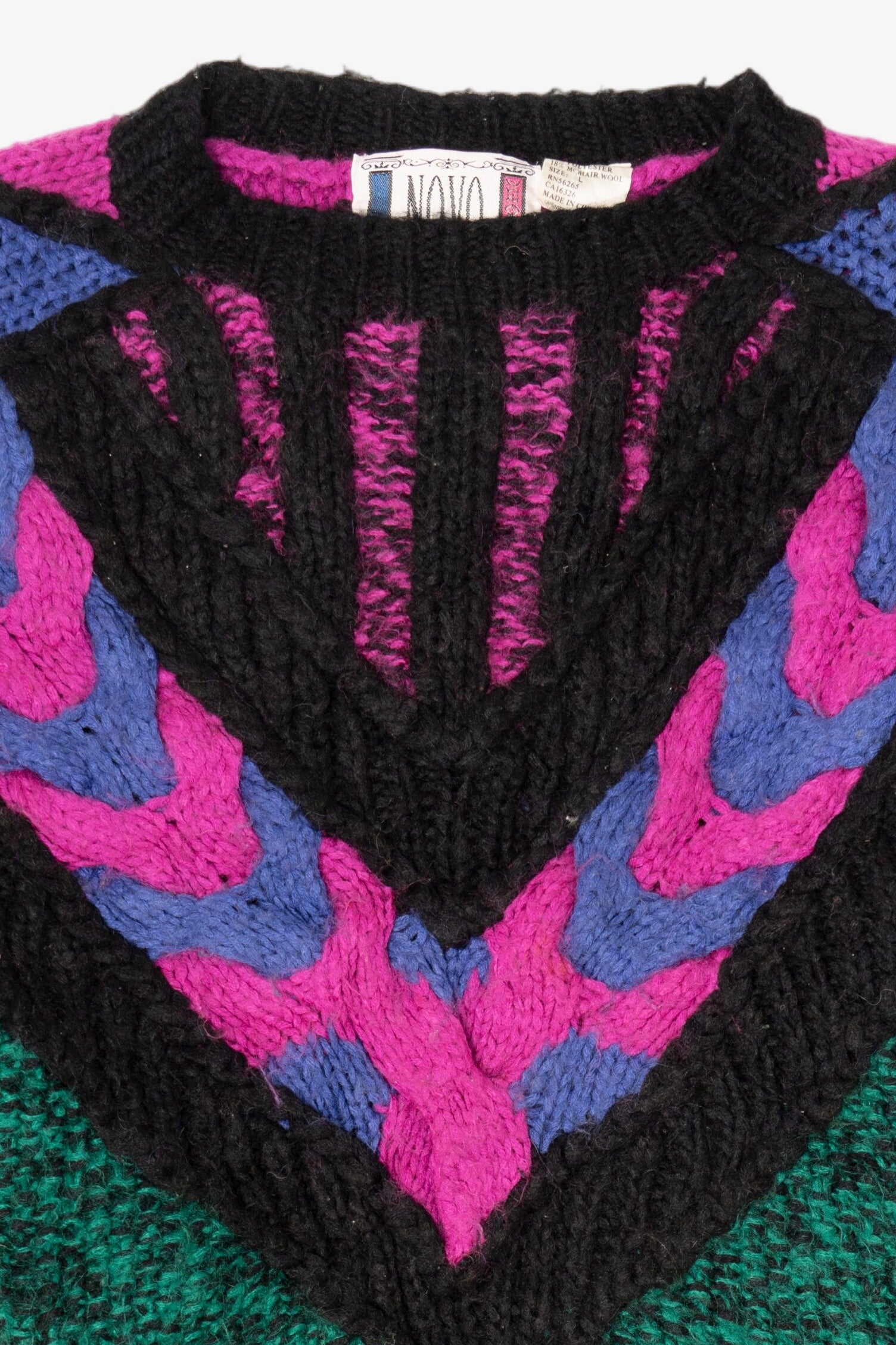 Vintage Green And Pink Novo Graphic Sweater (1980s)