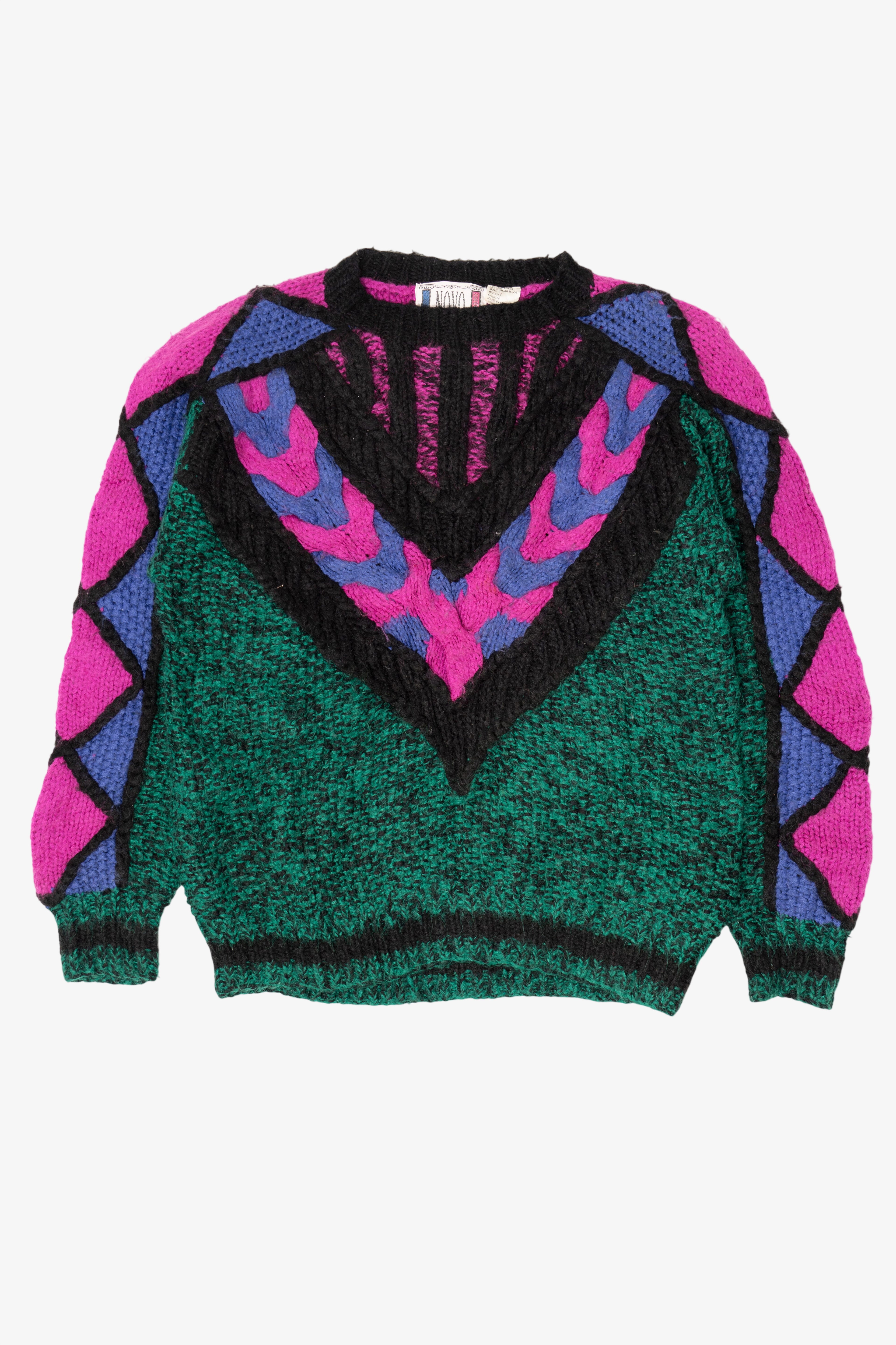 Vintage Green And Pink Novo Graphic Sweater (1980s)