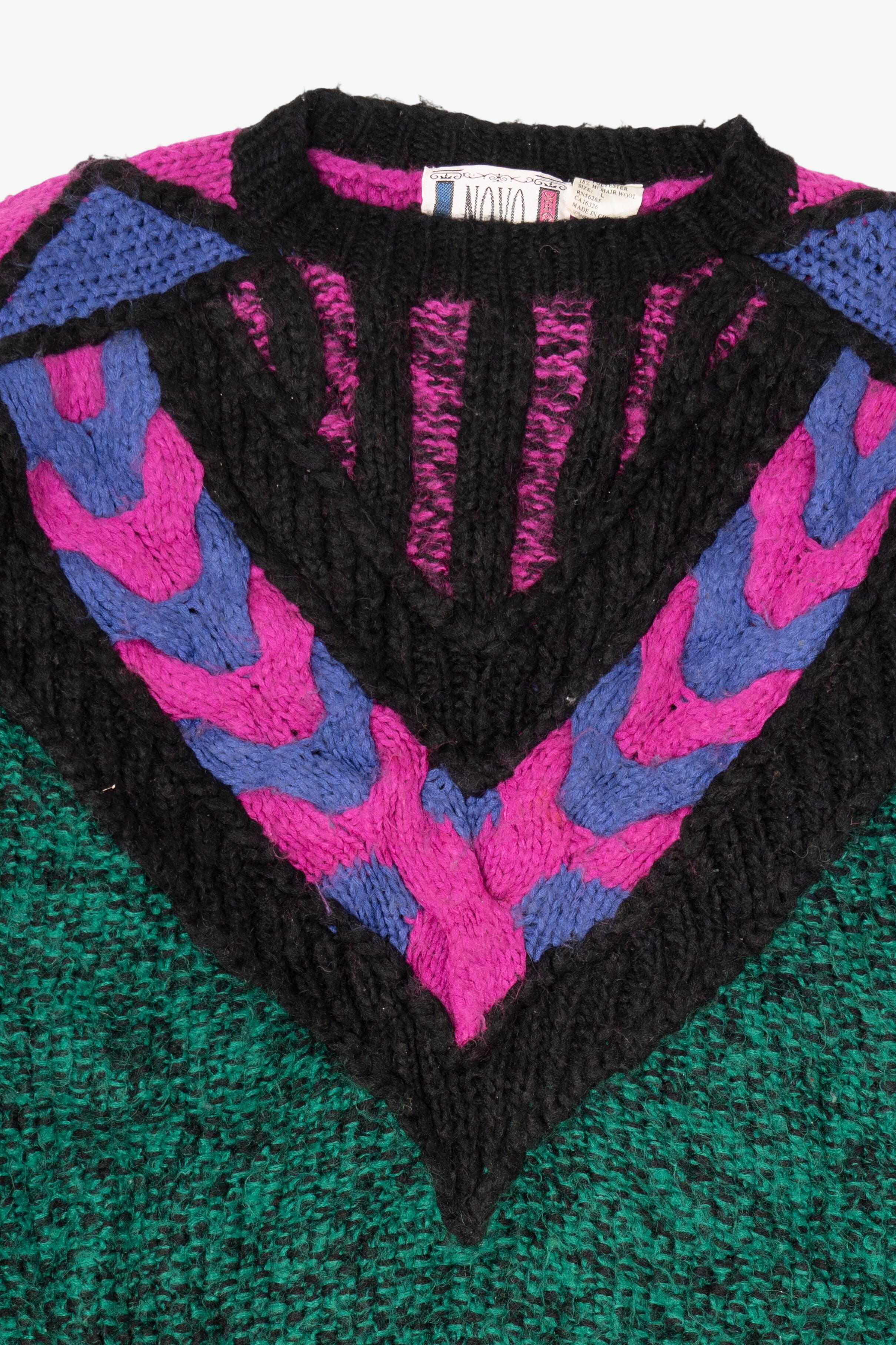 Vintage Green And Pink Novo Graphic Sweater (1980s)