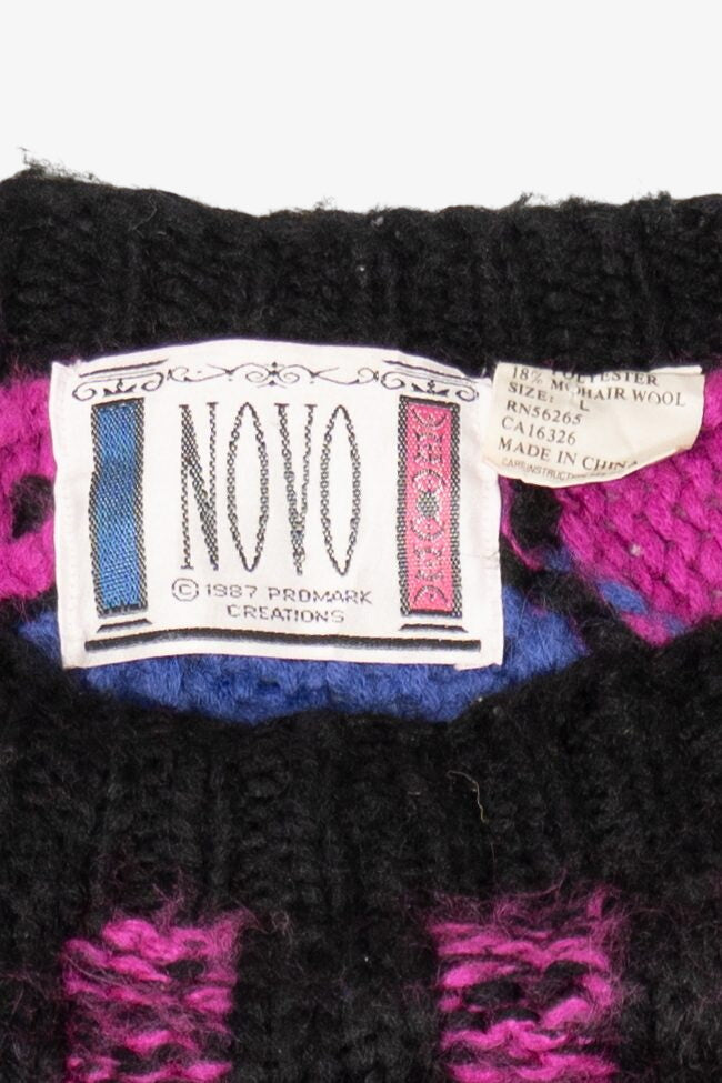 Vintage Green And Pink Novo Graphic Sweater (1980s)