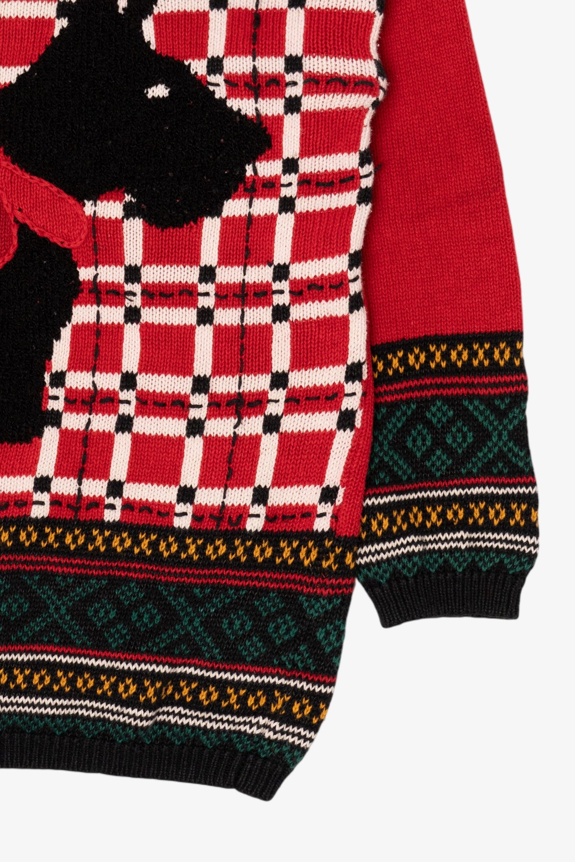 Vintage Red Casual Corner Black Schnauzer Dog Sweater (1990s)