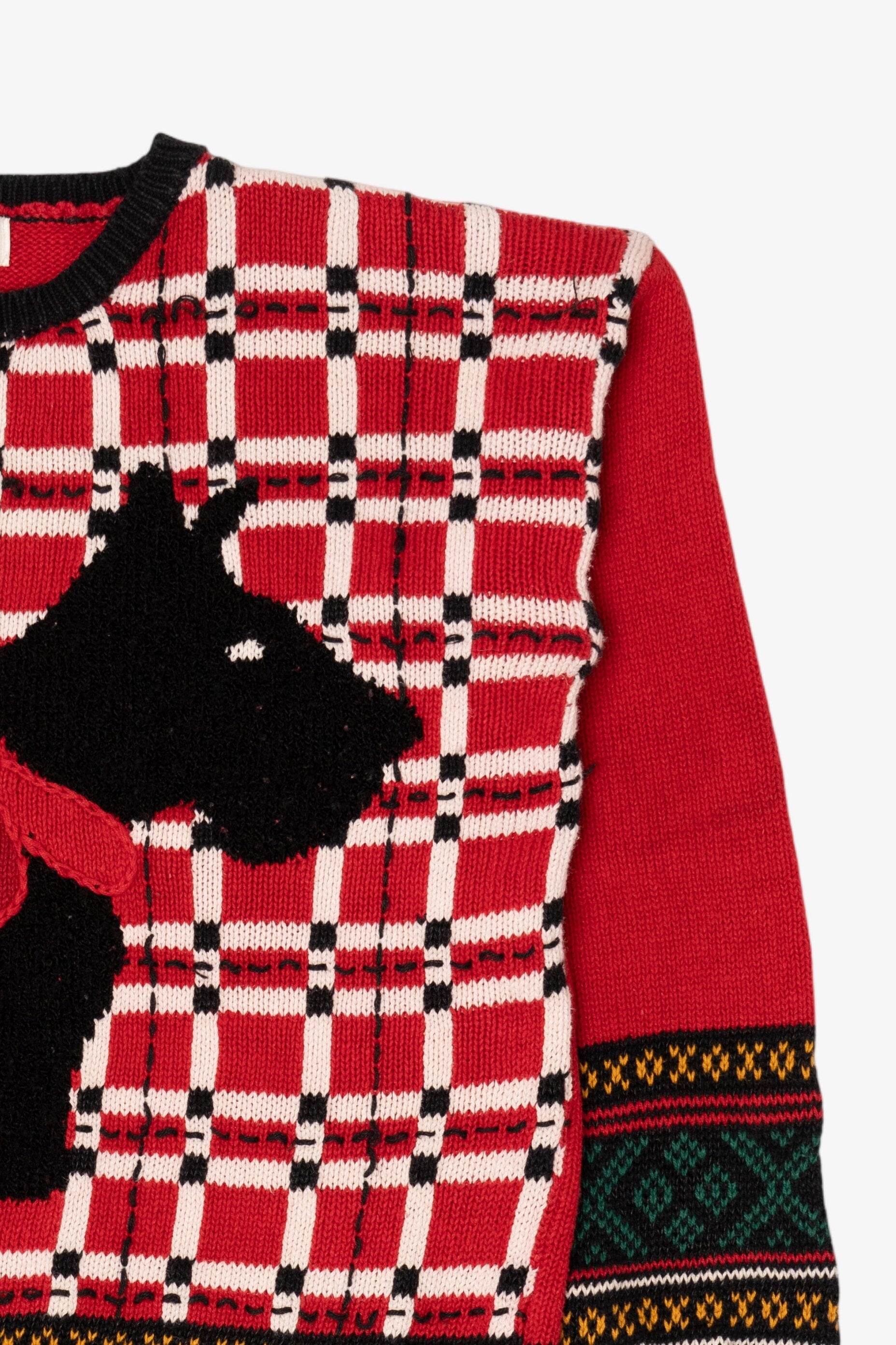 Vintage Red Casual Corner Black Schnauzer Dog Sweater (1990s)