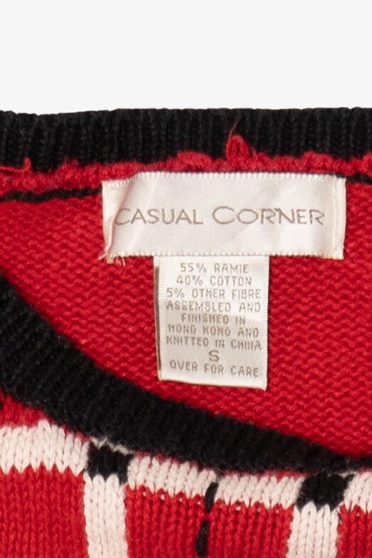 Vintage Red Casual Corner Black Schnauzer Dog Sweater (1990s)