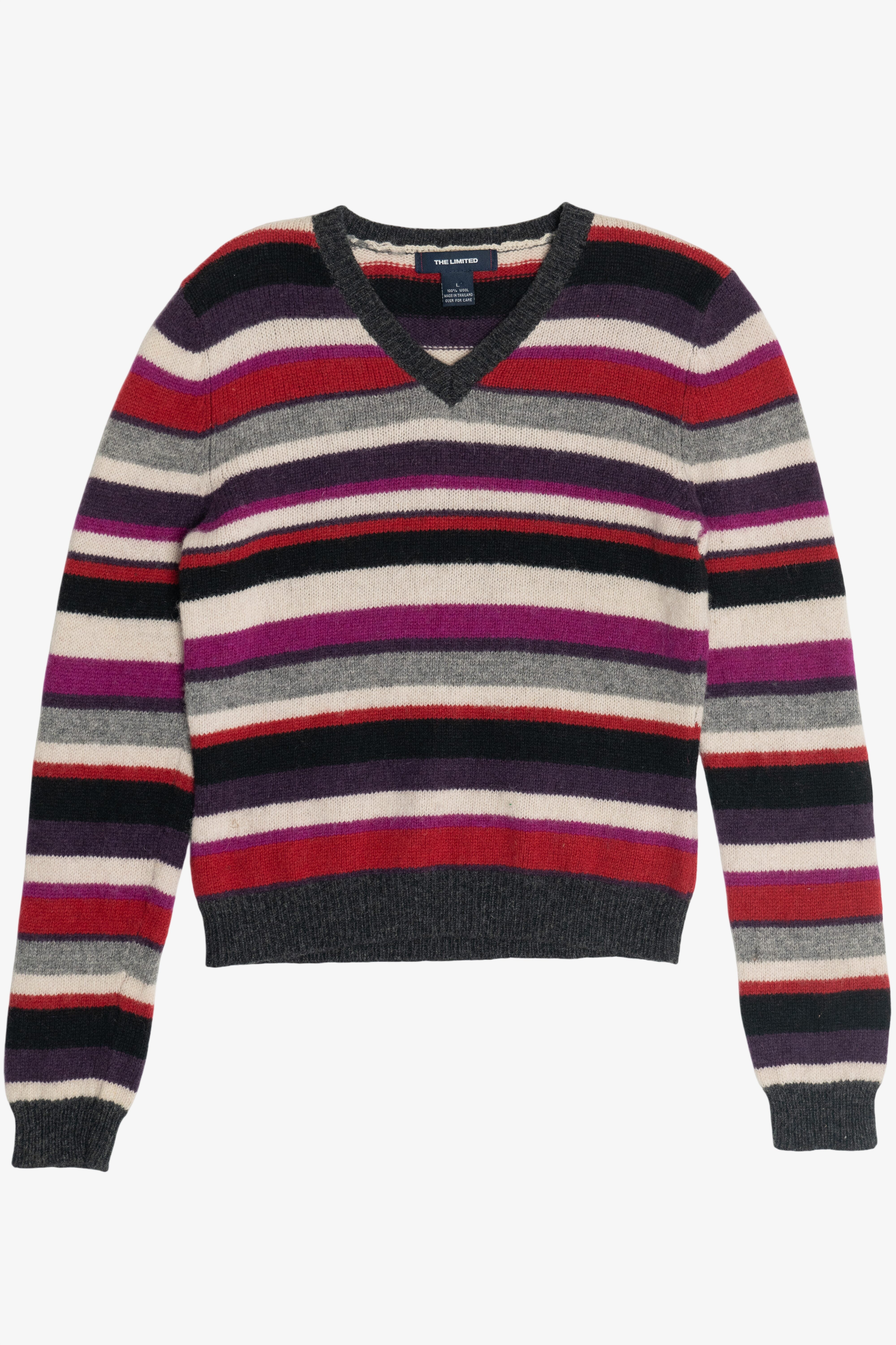 Vintage The Limited Striped V-Neck Wool Sweater (2000s)