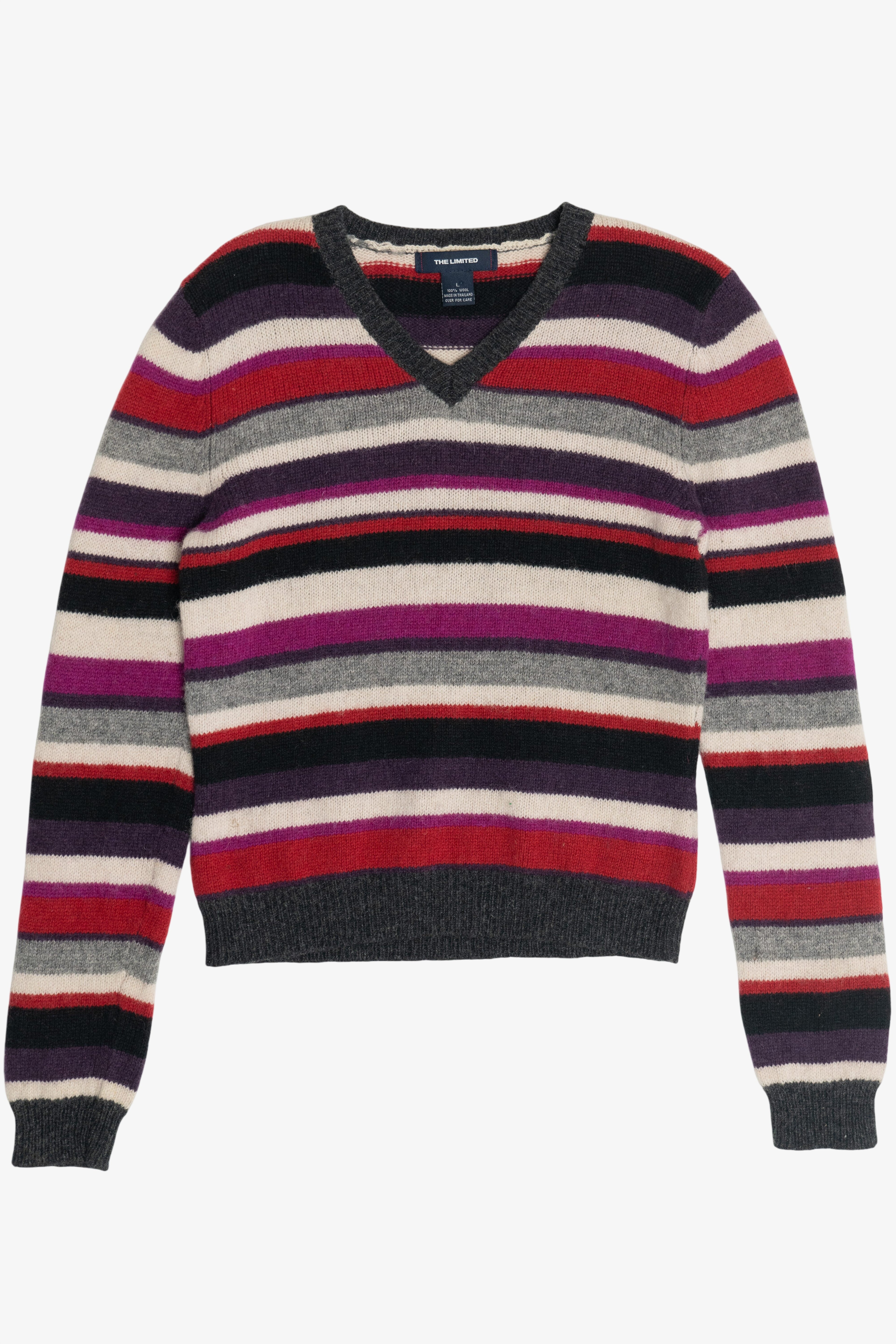 Vintage The Limited Striped V-Neck Wool Sweater (2000s)