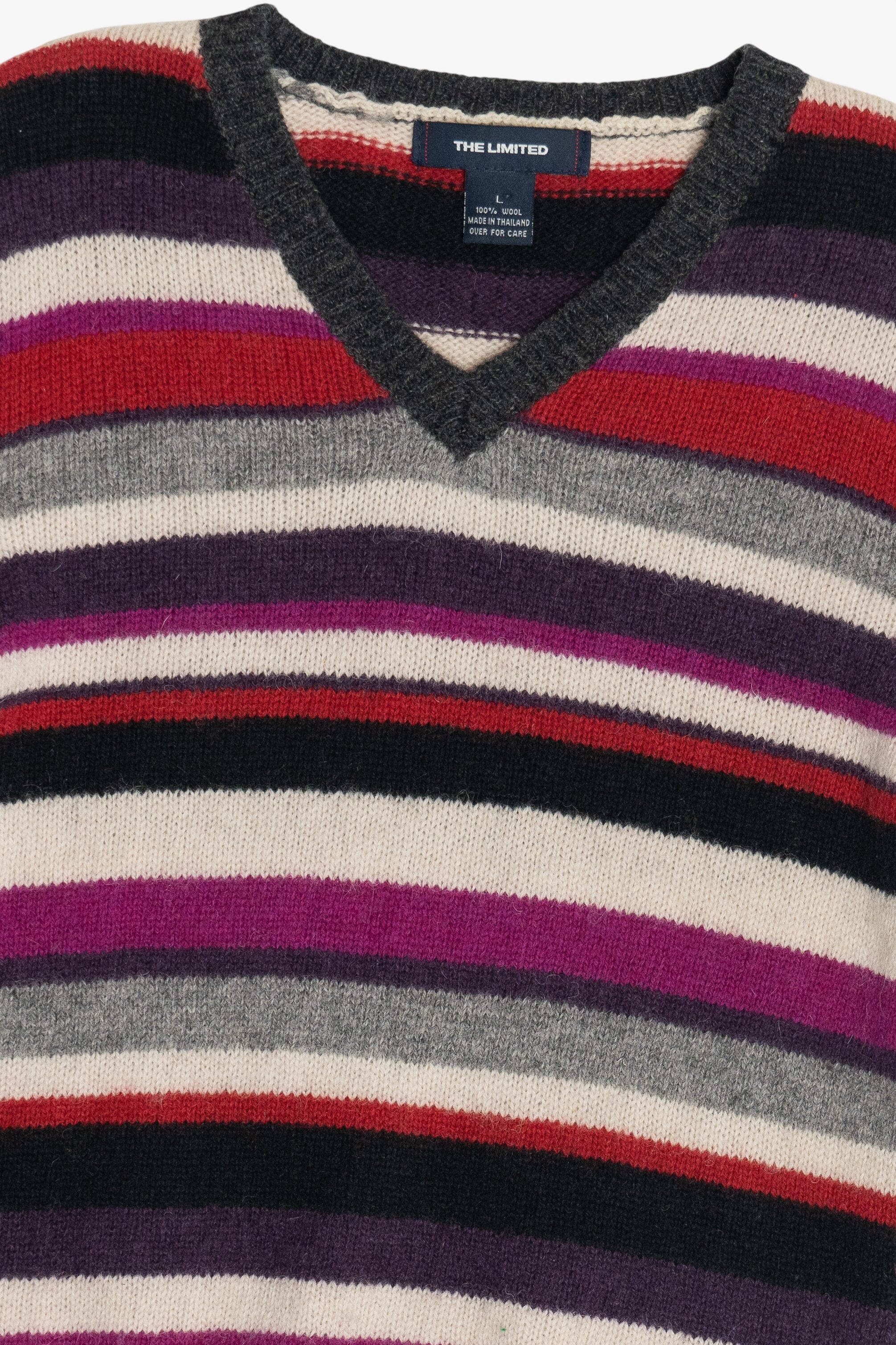 Vintage The Limited Striped V-Neck Wool Sweater (2000s)