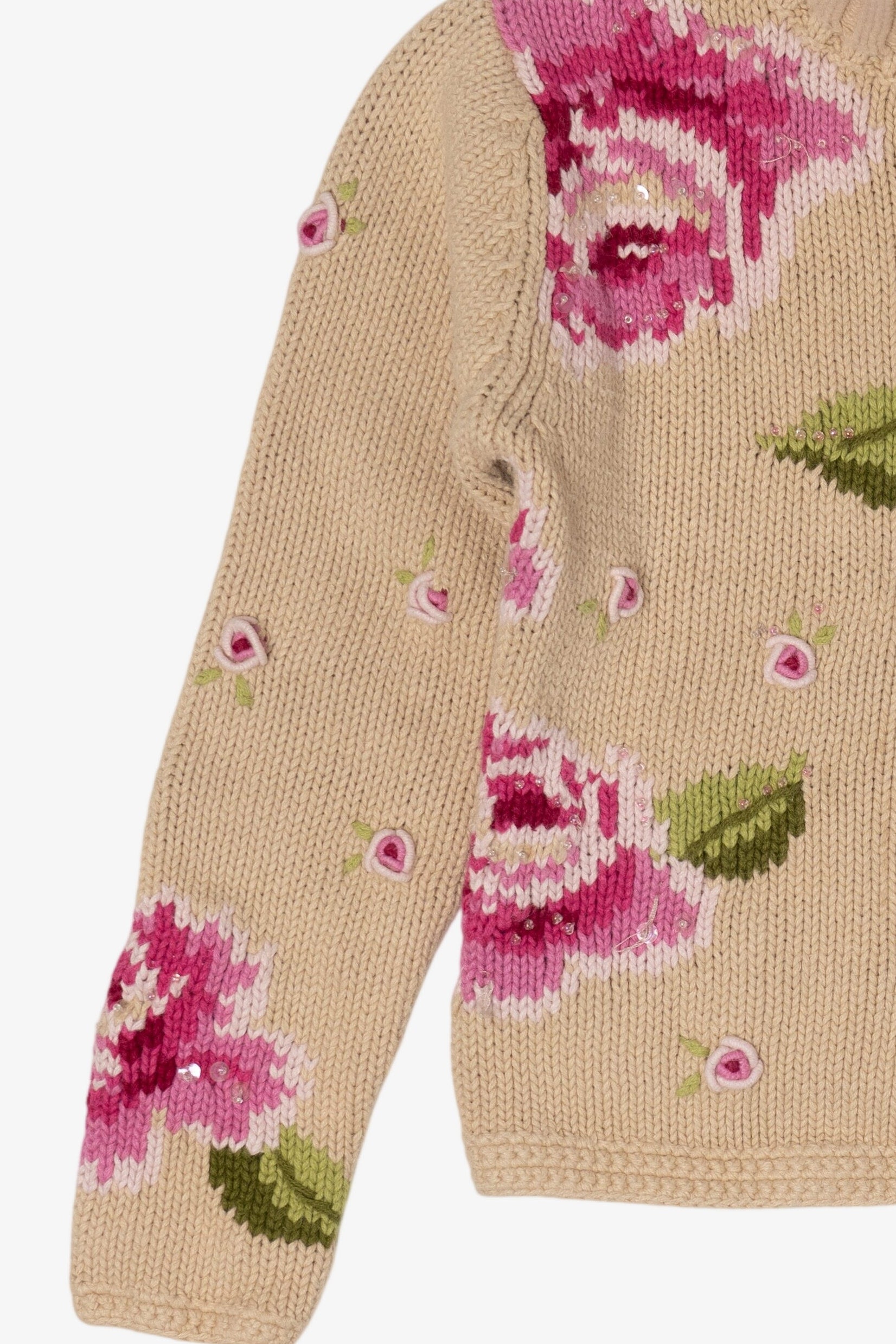 Vintage Kid Sized Skyr Beige Floral Sweater (1980s)