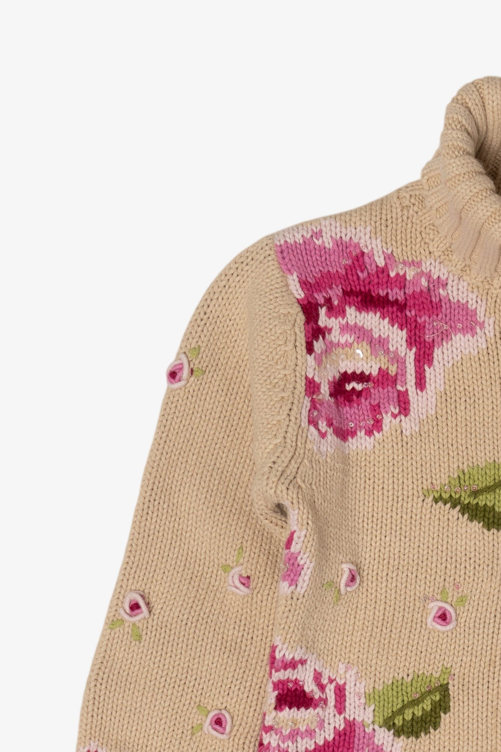 Vintage Kid Sized Skyr Beige Floral Sweater (1980s)