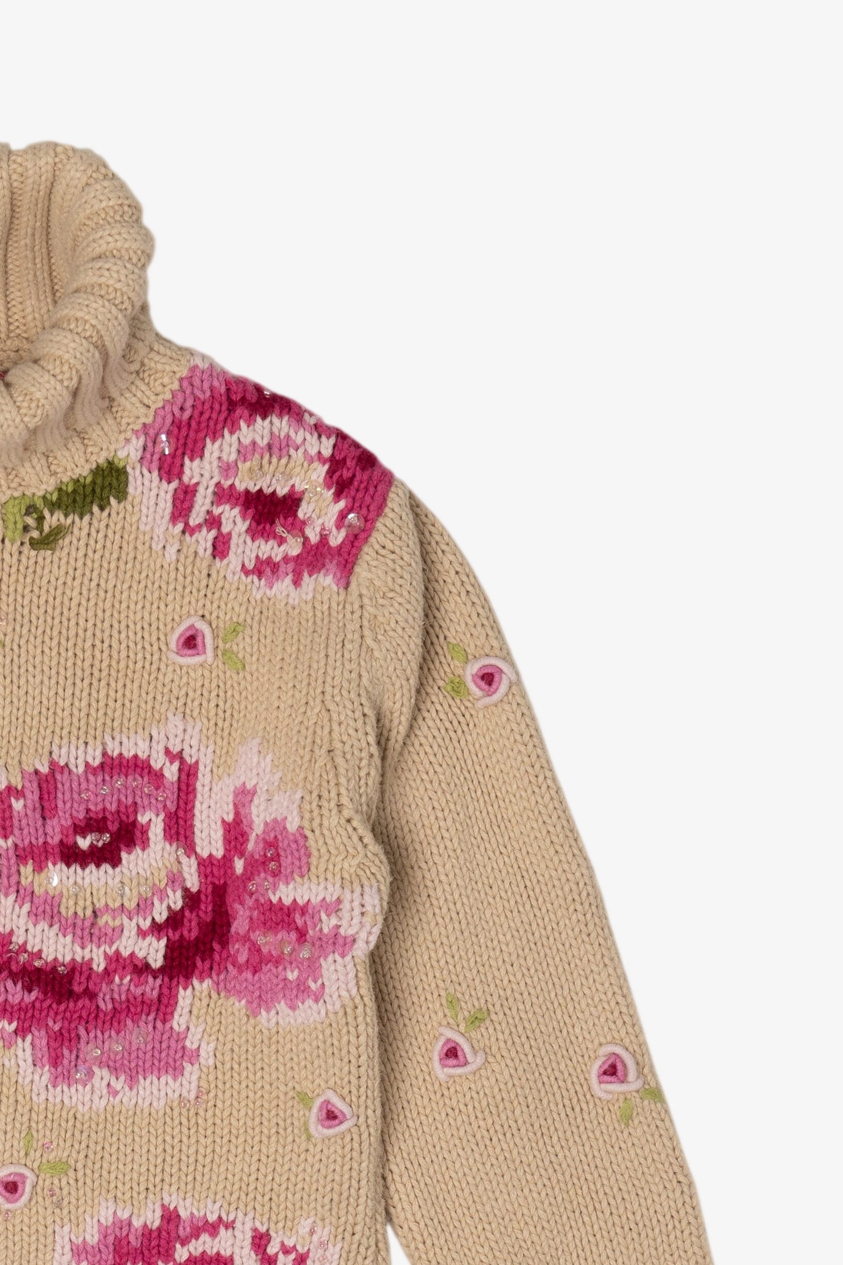 Vintage Kid Sized Skyr Beige Floral Sweater (1980s)