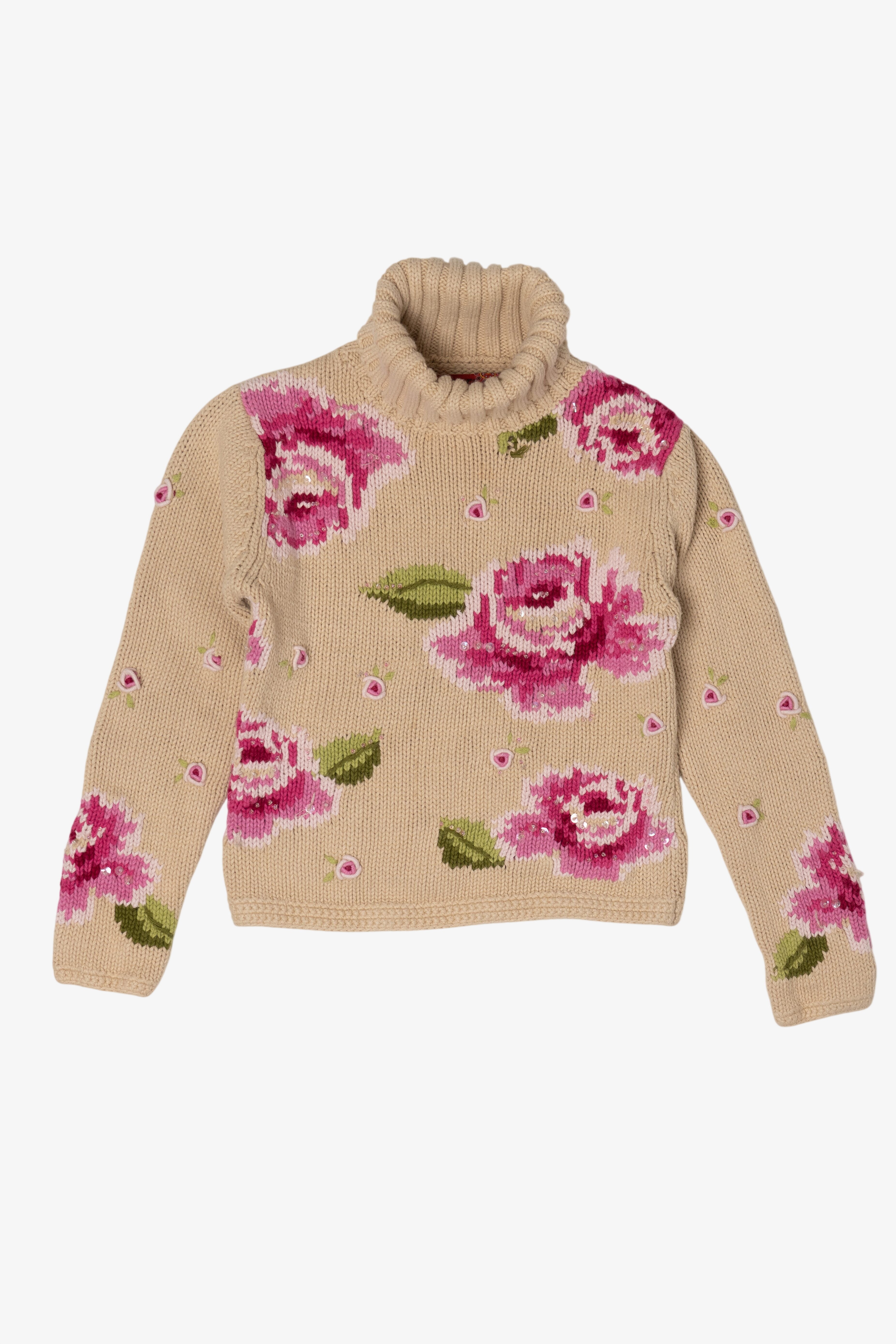 Vintage Kid Sized Skyr Beige Floral Sweater (1980s)