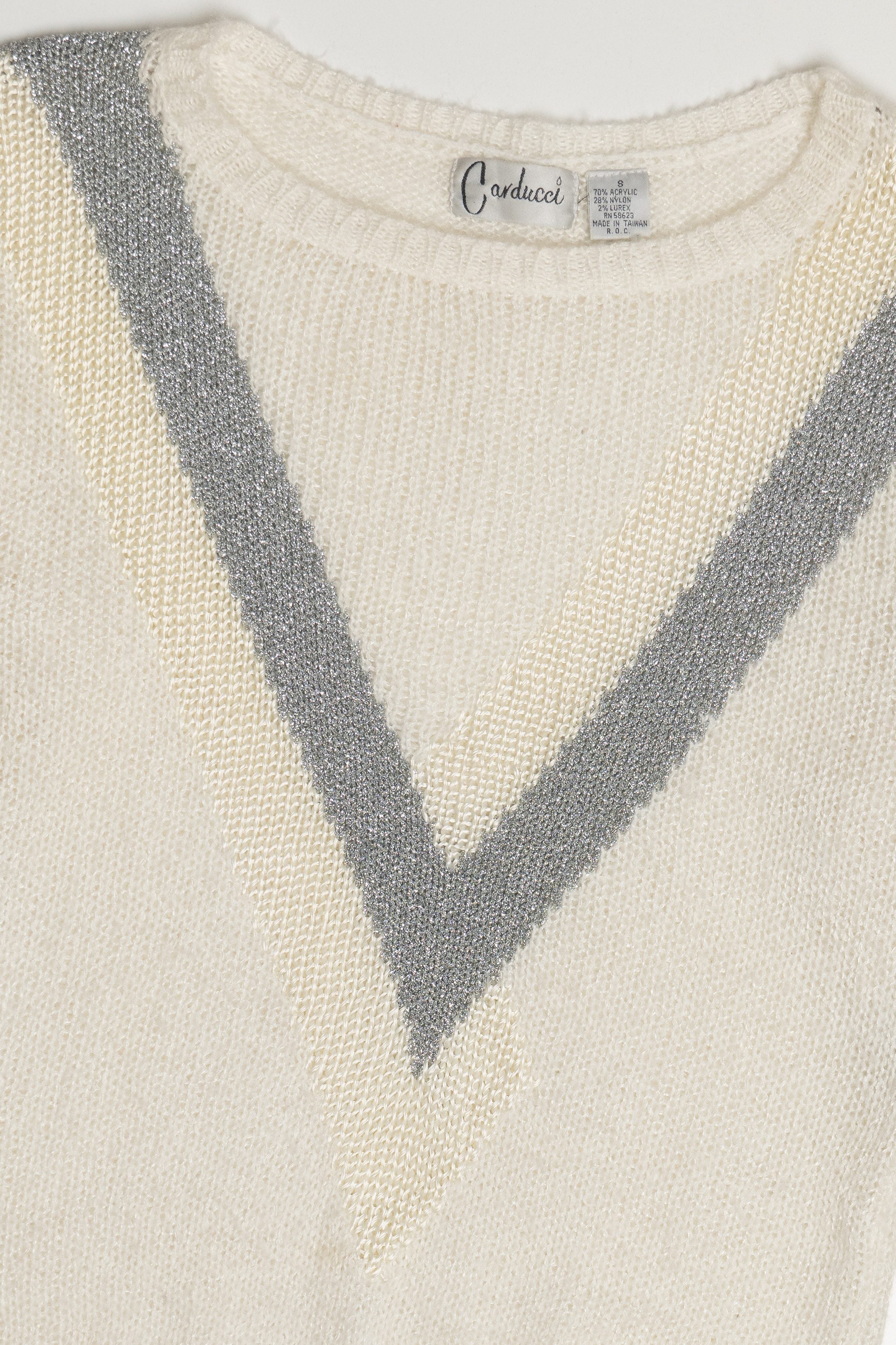 Vintage Ivory Carducci Graphic Knit Sweater (1980s)