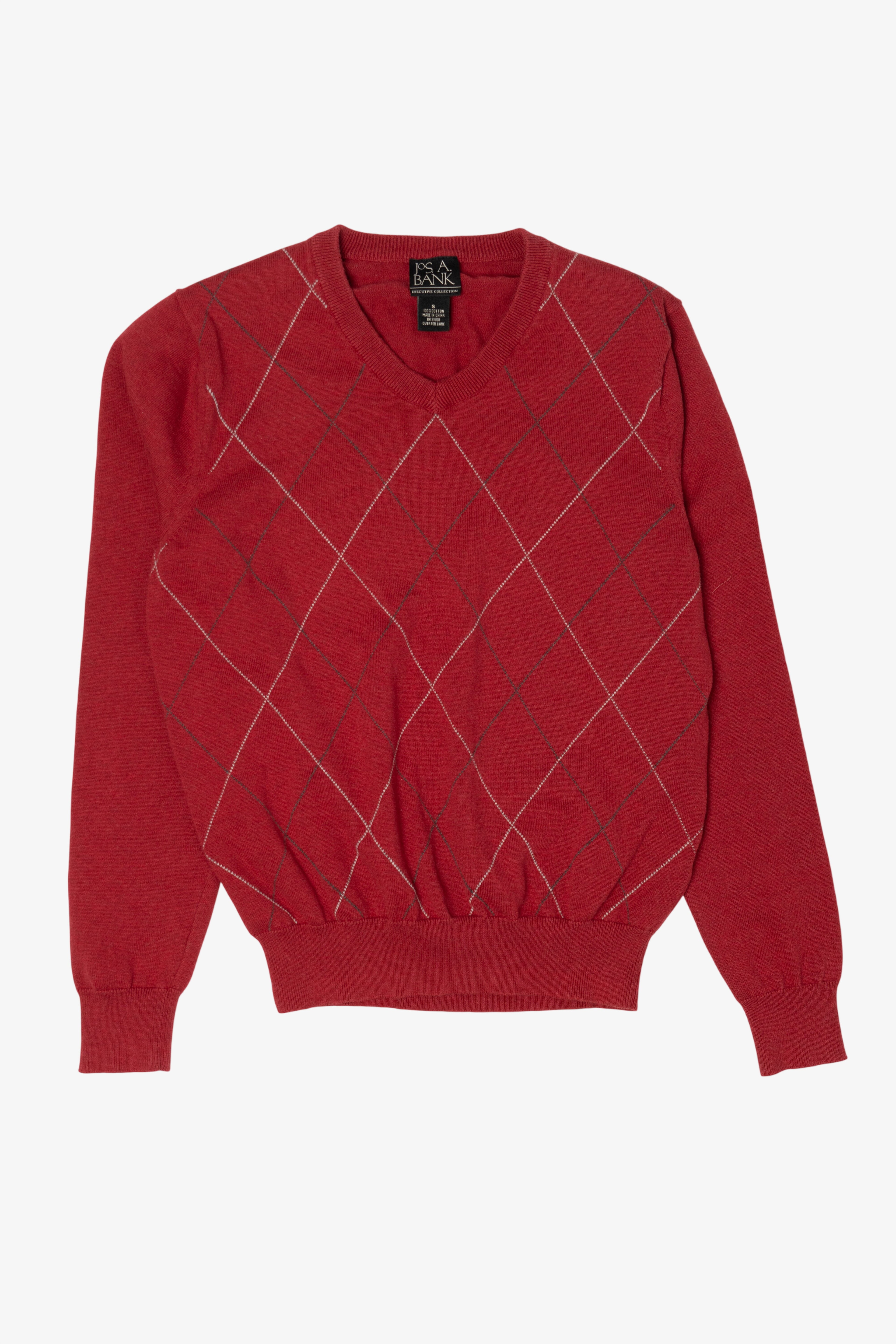 Vintage Red Jos. A. Bank Argyle Sweater (2000s)