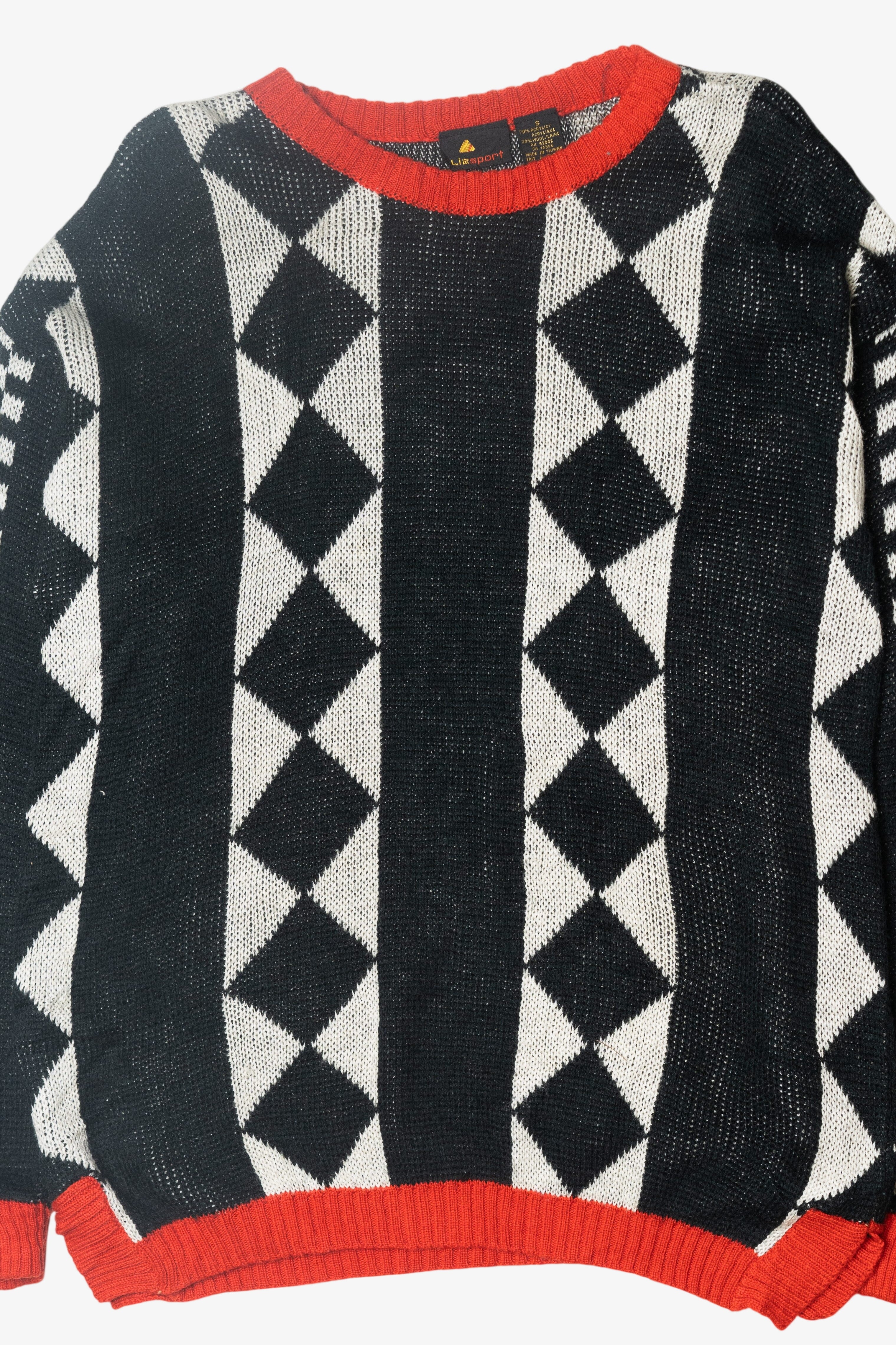 Vintage Lizsport Diamond Check Graphic Sweater (1980s)