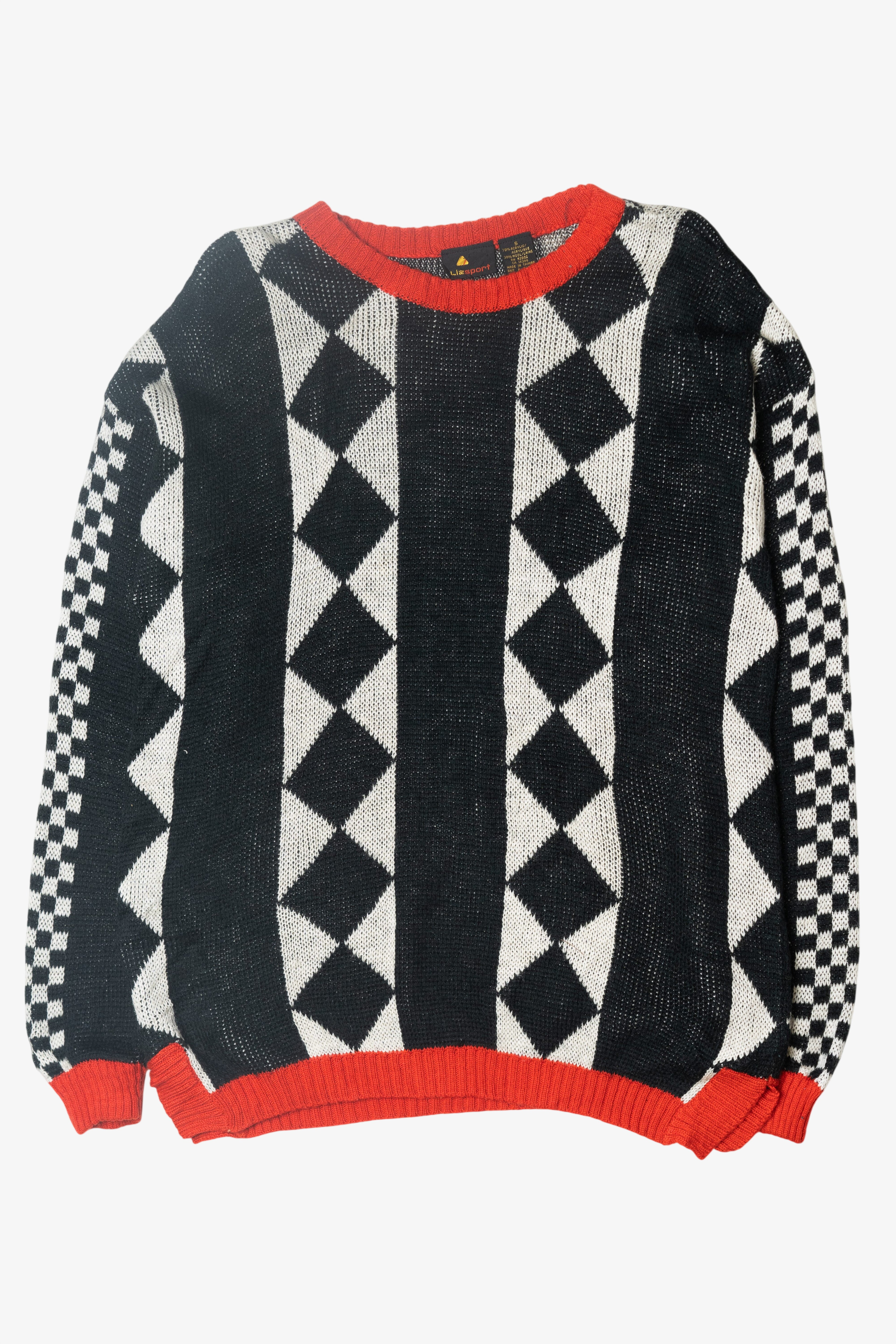 Vintage Lizsport Diamond Check Graphic Sweater (1980s)