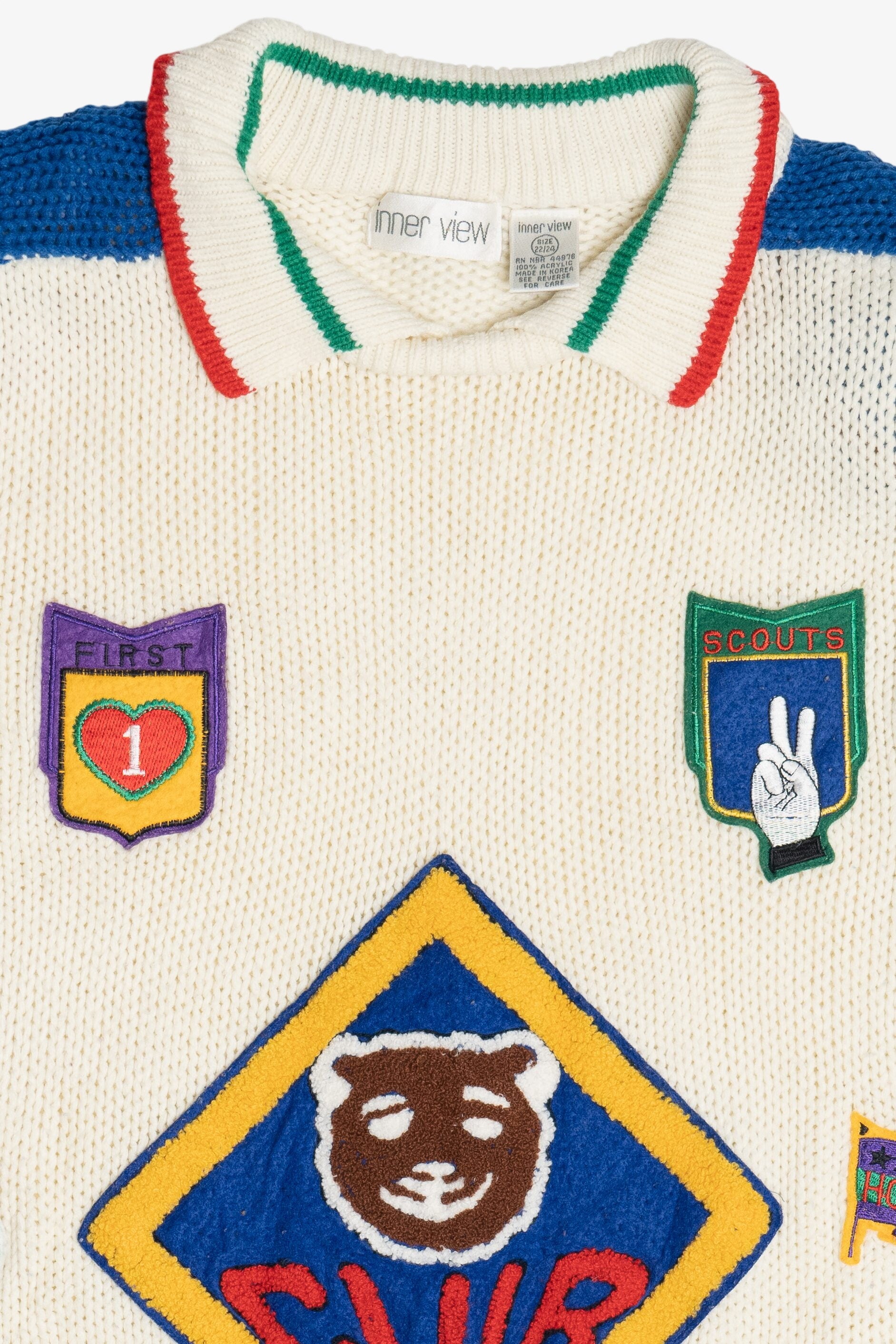 Vintage "Club Scout" Patches Color Block Sweater (1980s)