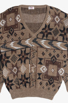 Vintage Gabicci Concept Design V-Neck Graphic Sweater (1980s)