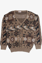 Vintage Gabicci Concept Design V-Neck Graphic Sweater (1980s)