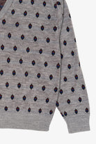 Vintage Light Gray Diamond Pattern V-Neck Sweater (1990s)