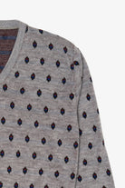 Vintage Light Gray Diamond Pattern V-Neck Sweater (1990s)