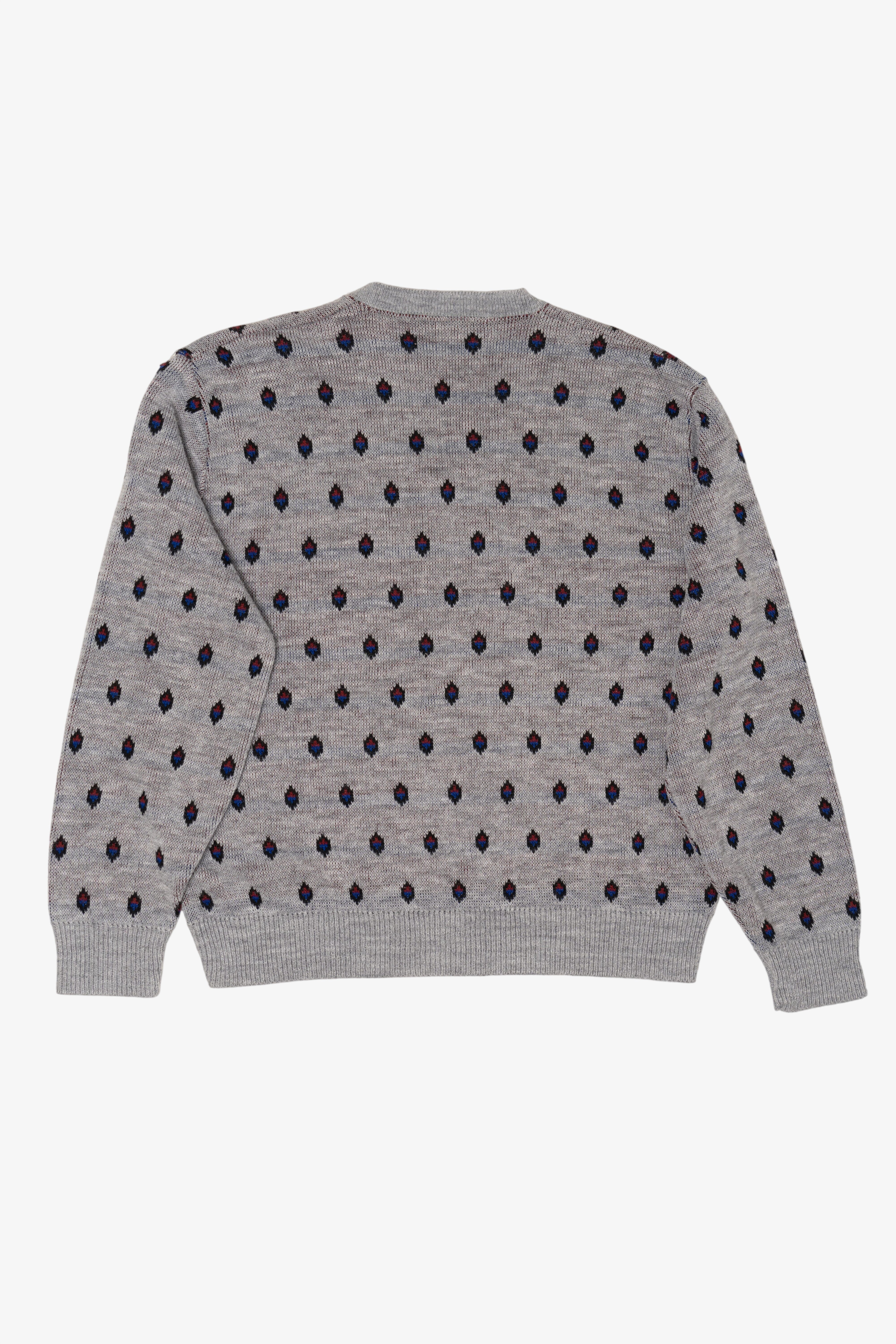 Vintage Light Gray Diamond Pattern V-Neck Sweater (1990s)