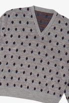 Vintage Light Gray Diamond Pattern V-Neck Sweater (1990s)