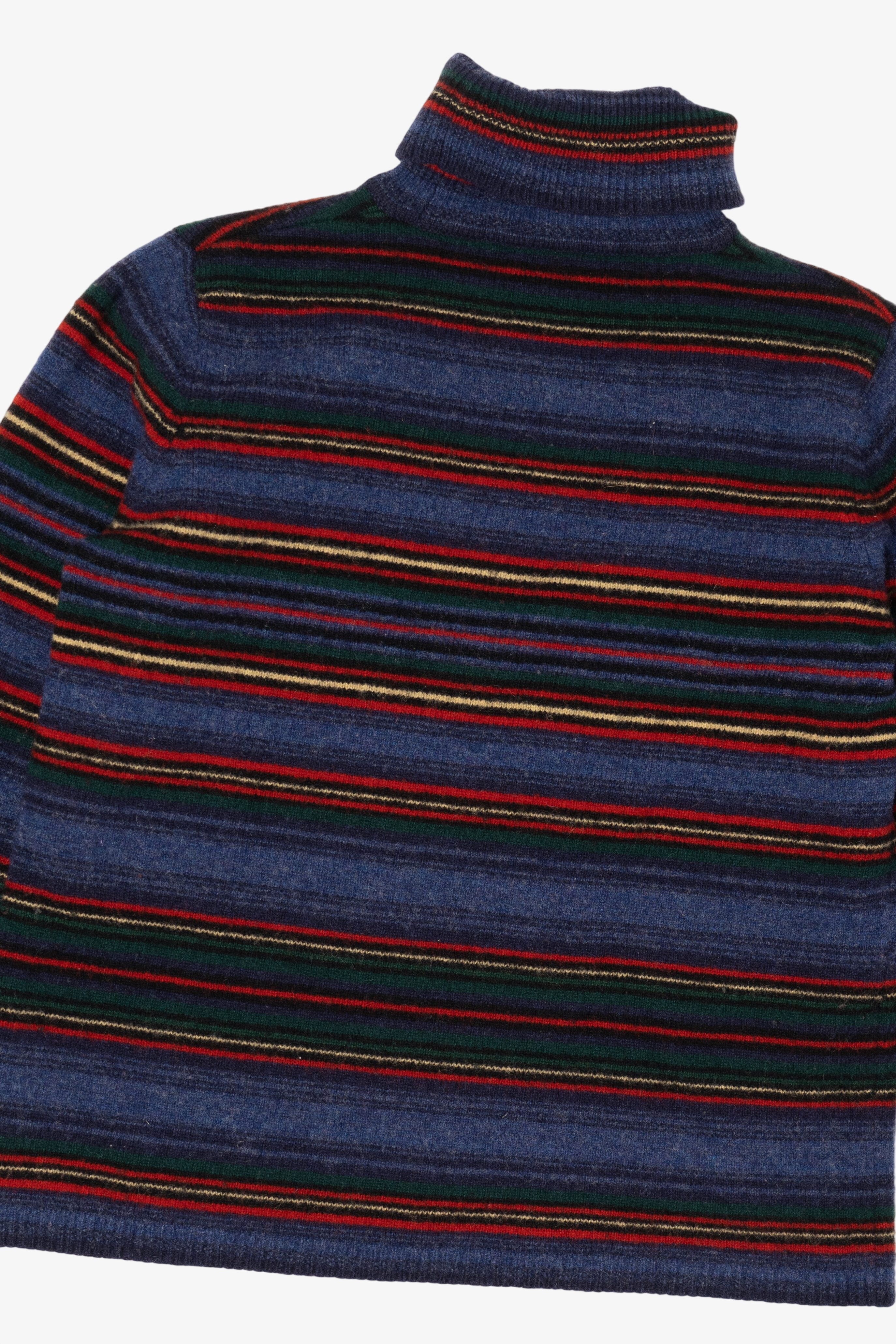 Vintage Colorful Striped Graphic Turtleneck Sweater (1990s)