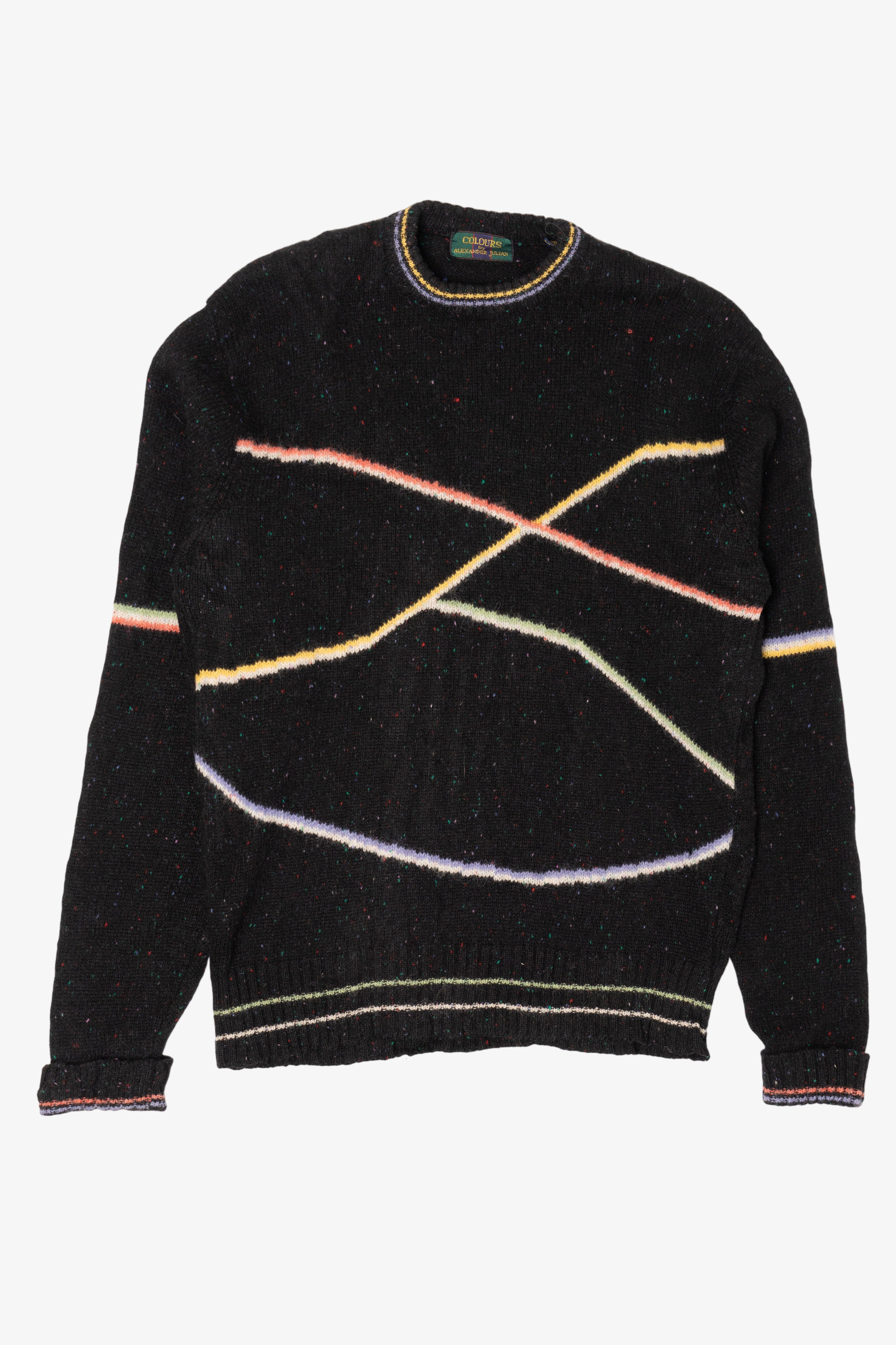 Vintage Colours Geometric Lines Graphic Sweater (1990s)
