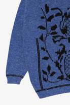 Vintage Blue Graphic Turtleneck Sweater (1990s)