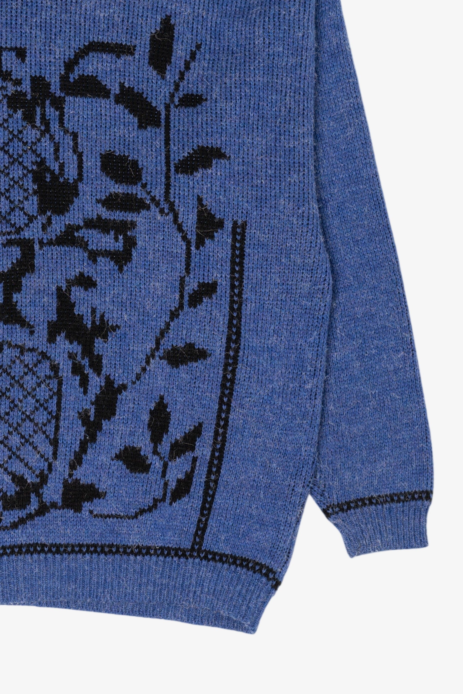 Vintage Blue Graphic Turtleneck Sweater (1990s)