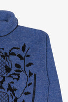 Vintage Blue Graphic Turtleneck Sweater (1990s)