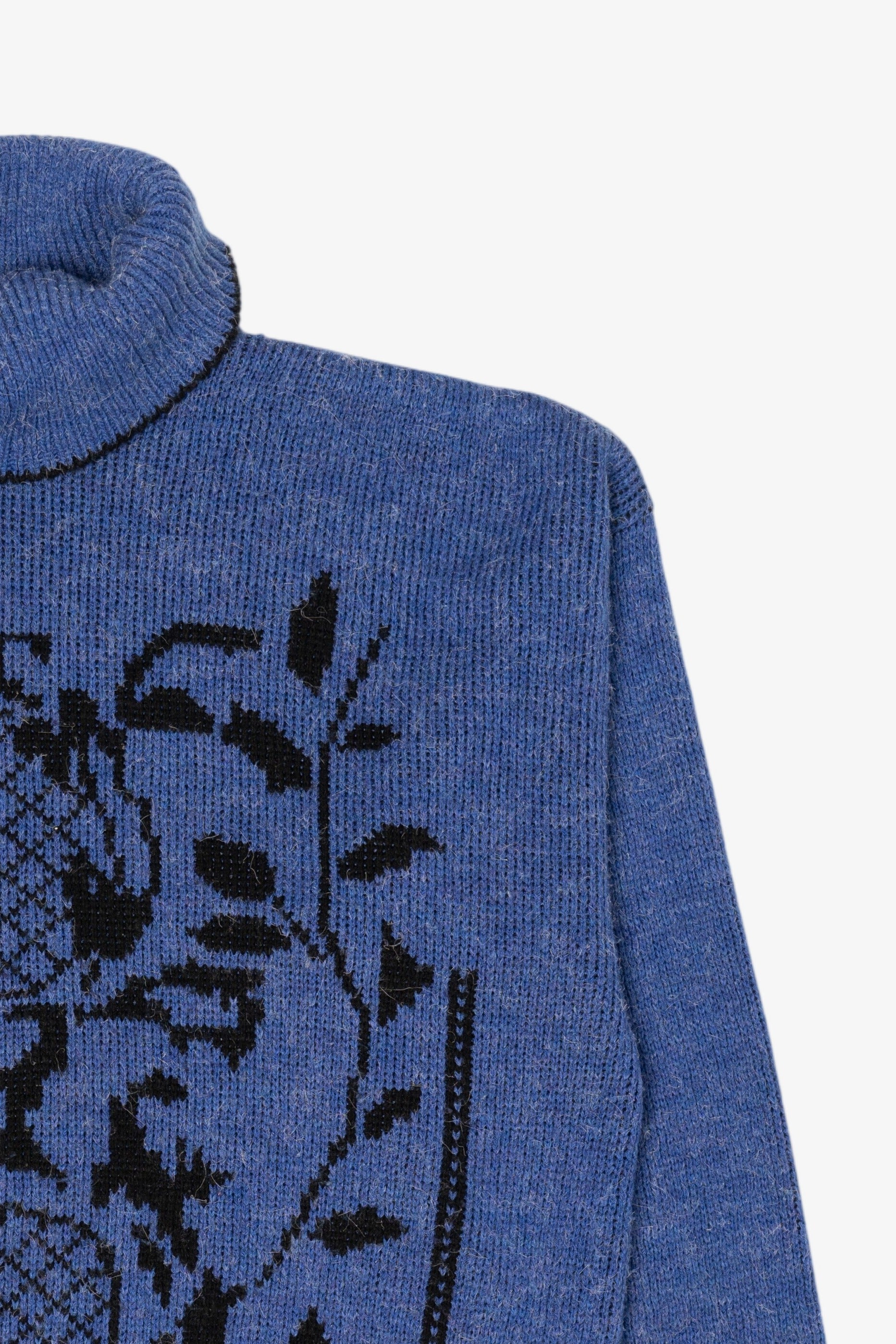 Vintage Blue Graphic Turtleneck Sweater (1990s)