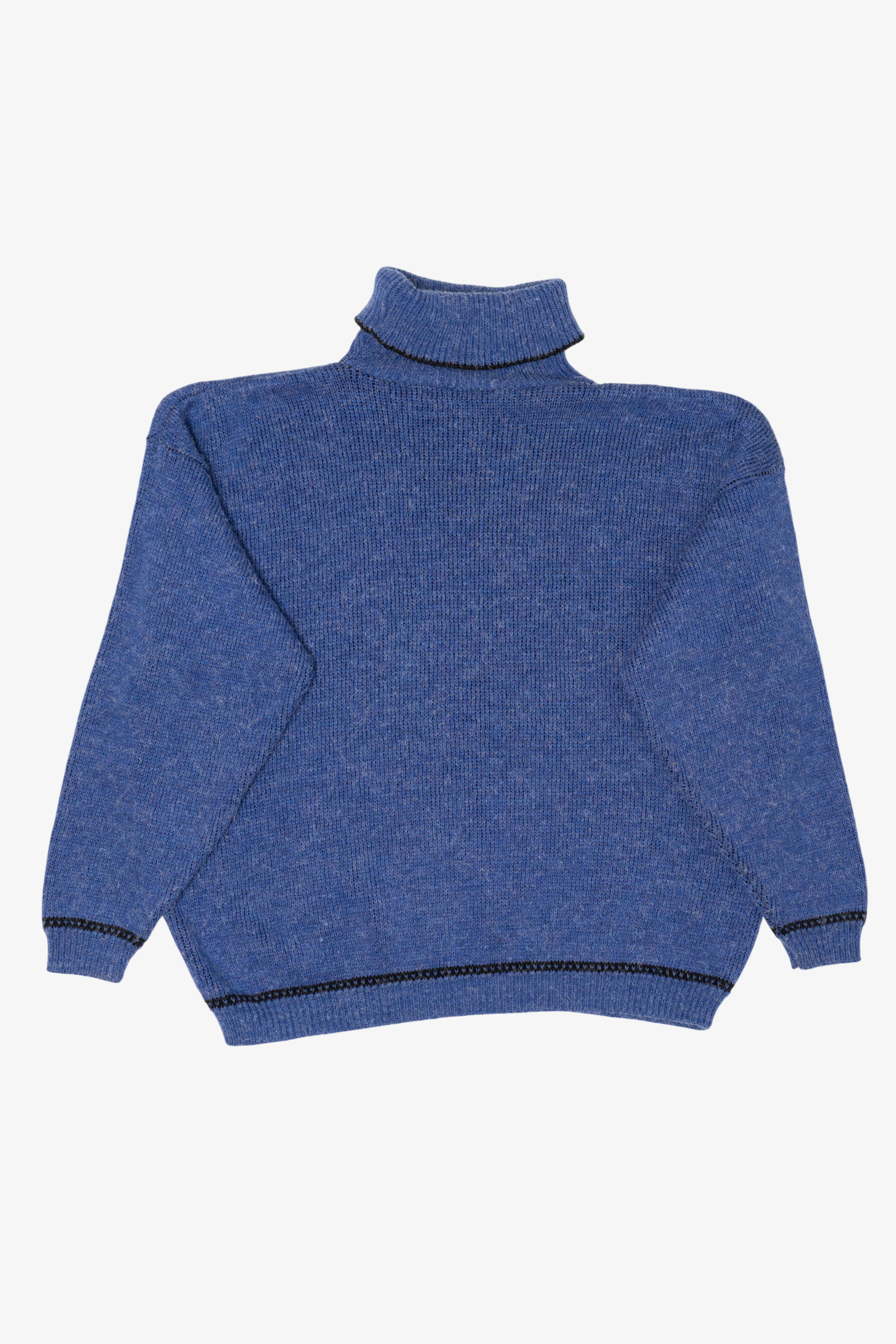 Vintage Blue Graphic Turtleneck Sweater (1990s)