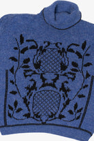 Vintage Blue Graphic Turtleneck Sweater (1990s)