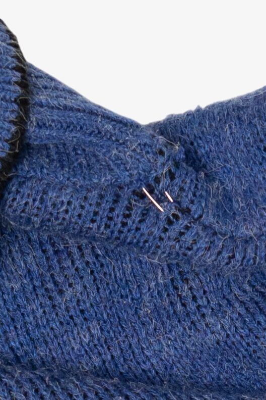 Vintage Blue Graphic Turtleneck Sweater (1990s)