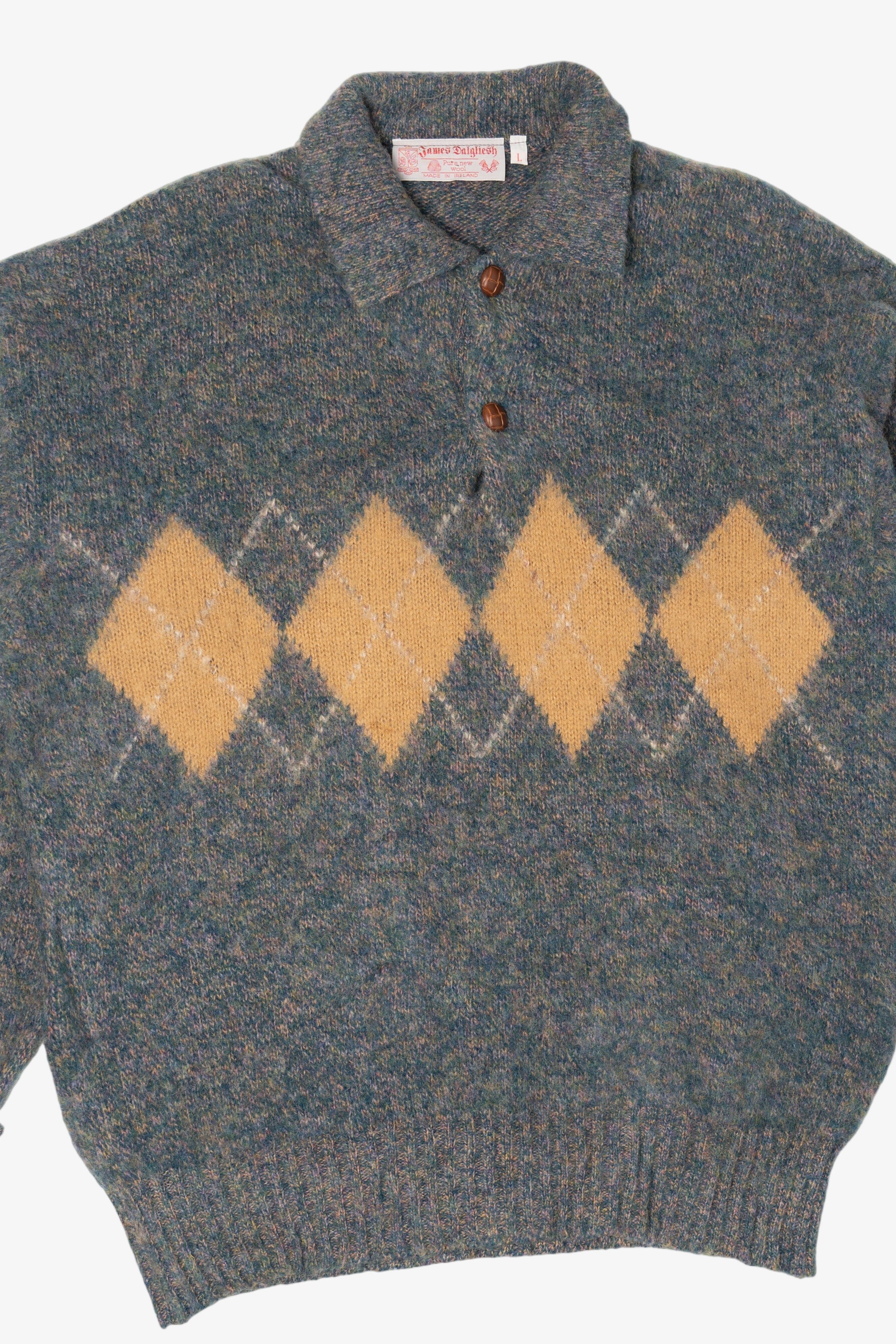 Vintage James Dalgliesh Argyle Polo Sweater (1980s)