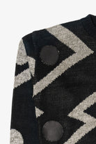 Vintage Black Weeds Geometric Graphic Leather Patches Sweater (1980s)