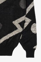 Vintage Black Weeds Geometric Graphic Leather Patches Sweater (1980s)