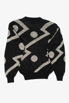 Vintage Black Weeds Geometric Graphic Leather Patches Sweater (1980s)