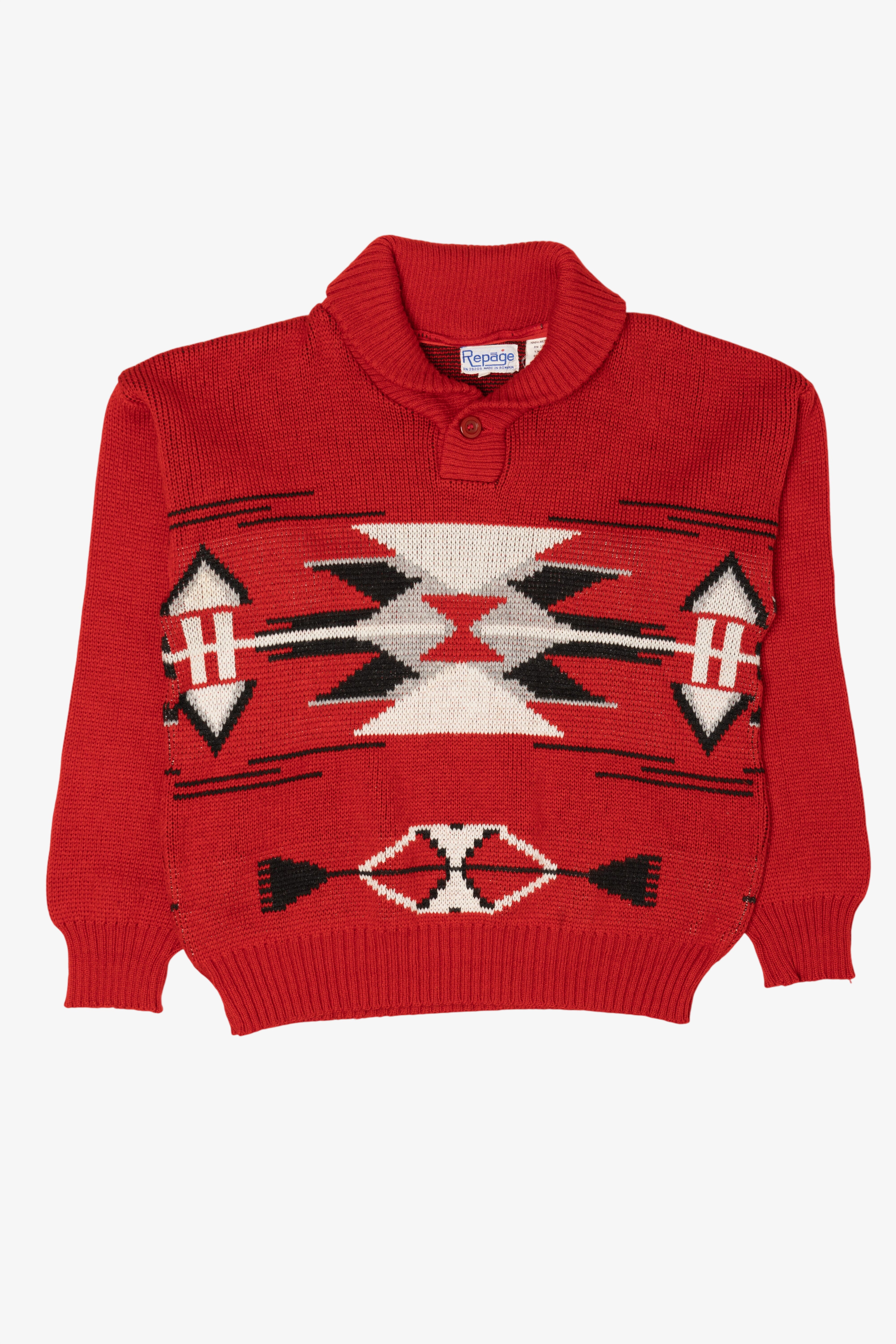Vintage Red Repage Aztec Graphic Sweater (1990s)
