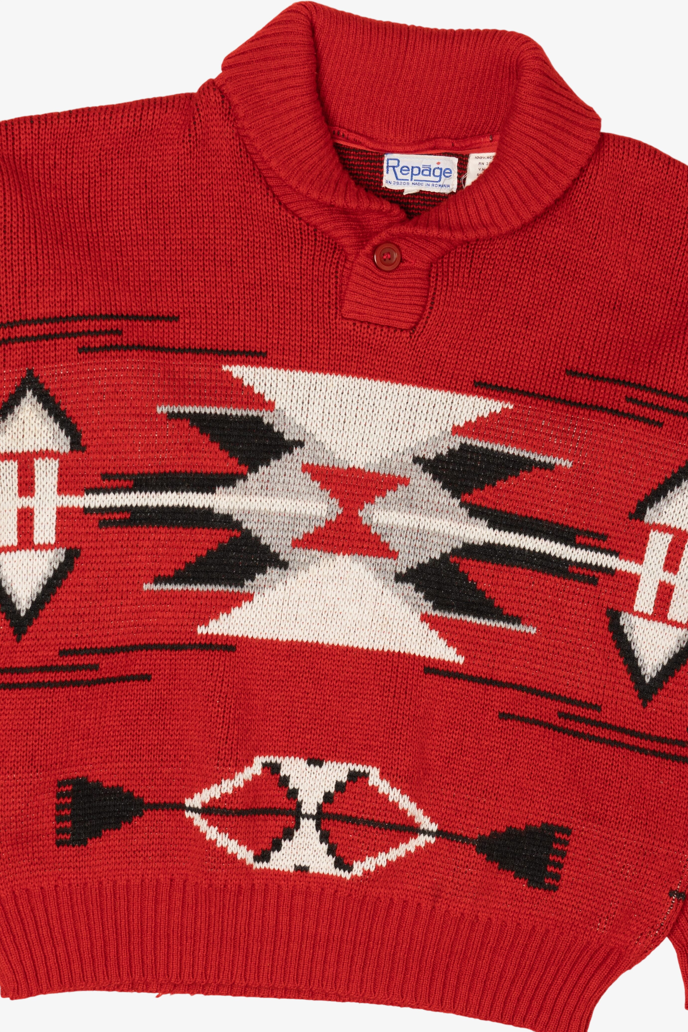 Vintage Red Repage Aztec Graphic Sweater (1990s)