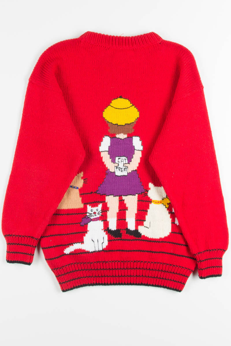Vintage Red Cat Treats Sweater 1