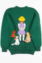 Vintage Green Cat Treats Sweater