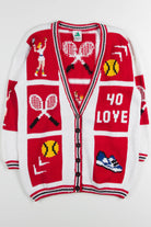 Vintage White Tennis Collage Cardigan 1