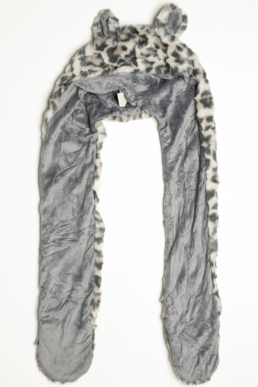 Snow Leopard Faux Fur Sweater Hood
