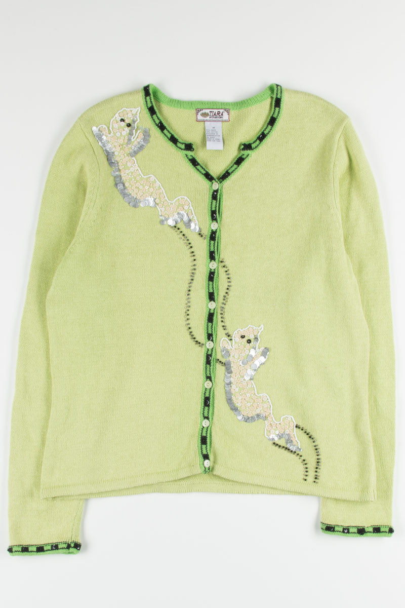 Sequin Ghost Halloween Sweater 366