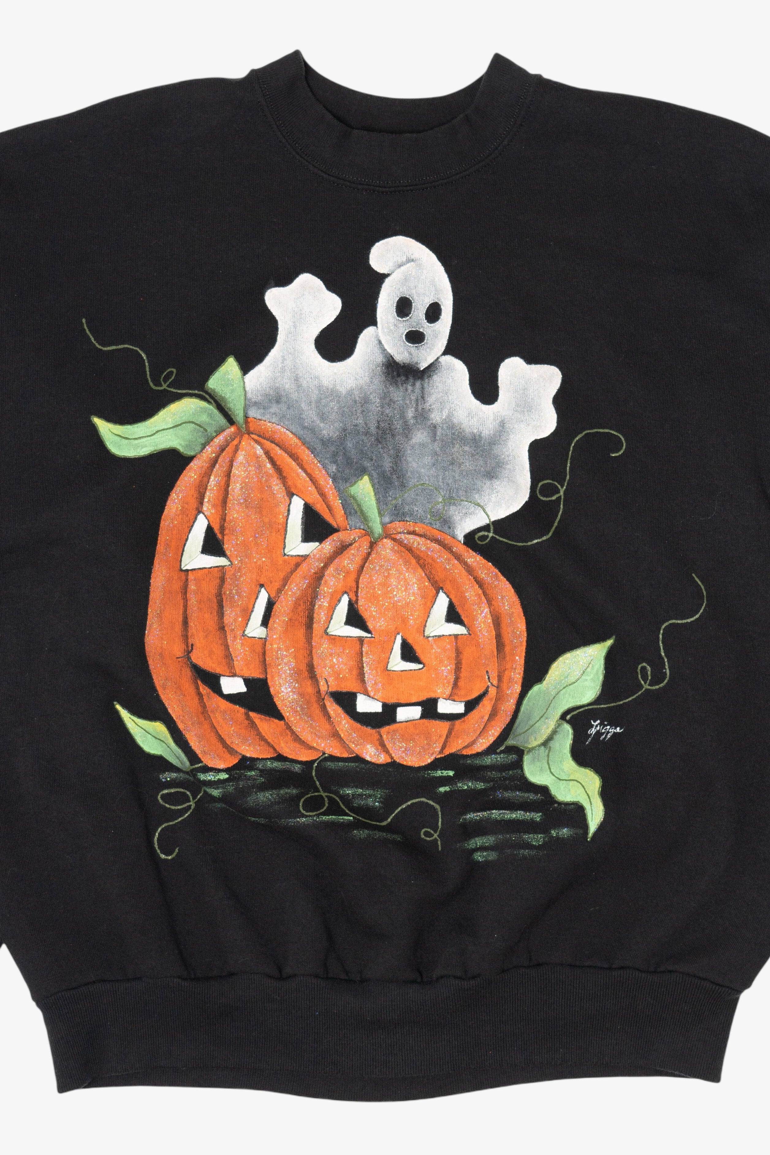 Vintage Halloween Ghost In Jack O Lantern Sweatshirt (1990s)